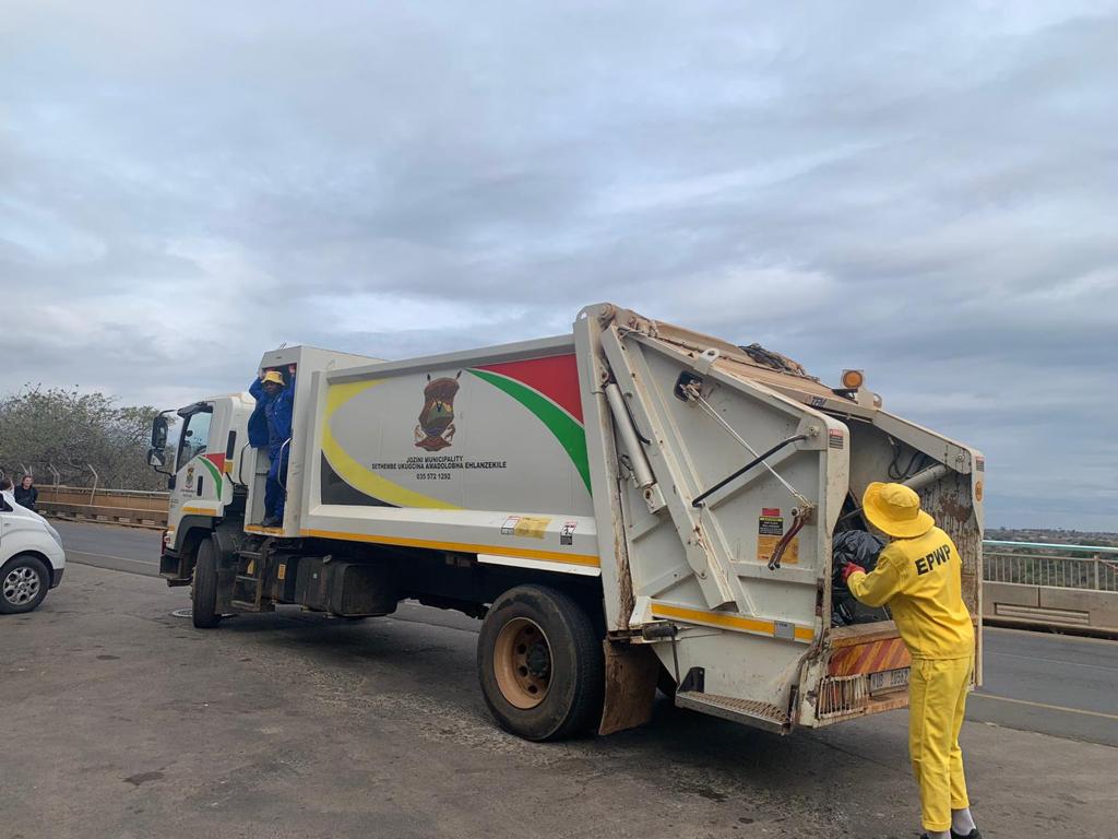 Pictures respectively: Municipality waste collection truck in Jozini; Interview process © SUSDEV