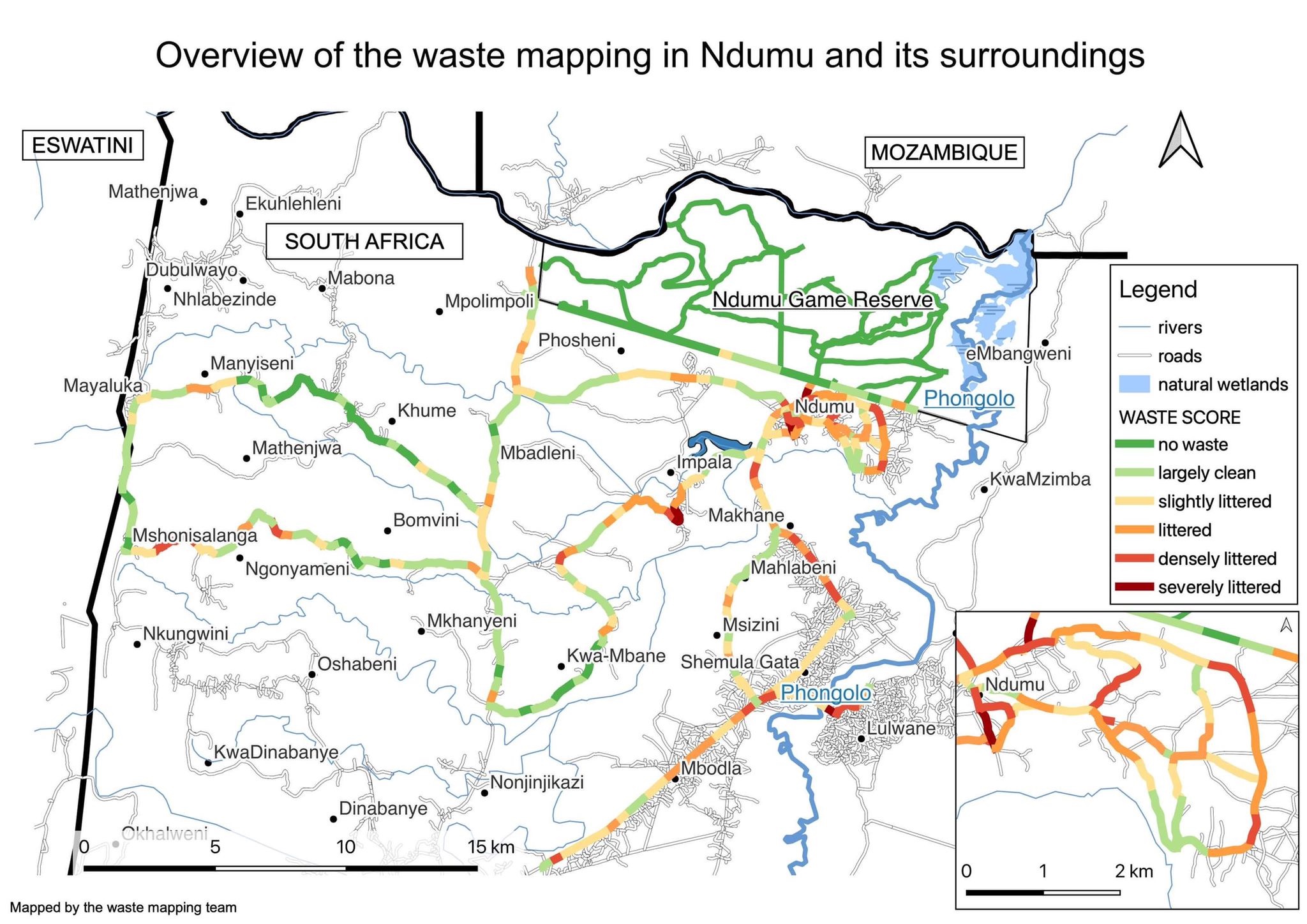 Final waste map in Ndumo region © Waste Mapping team 2022-2023